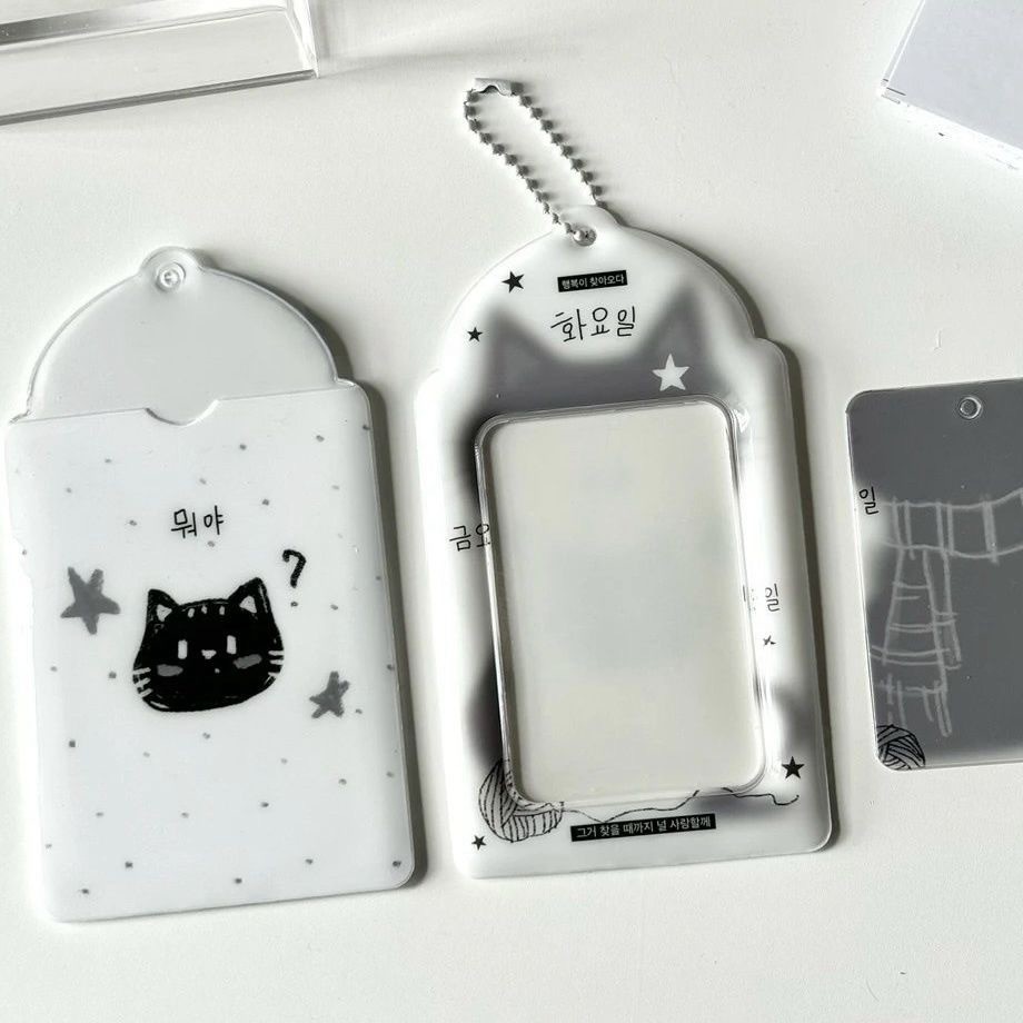 Ins Cat Photo Card Holder Kpop Photo Card Display Pendant Student ID Card Protective Cover Kpop