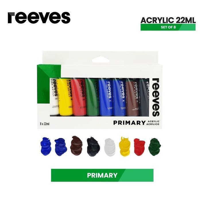 Cat Akrilik Reeves Artists 8x22ml Primary Colour - Cat Akrilik Reeves
