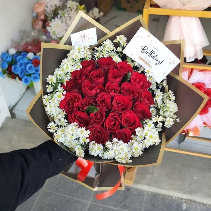 ROUND BUKET/BUKET BUNGA MAWAR/FRESH FLOWER SURABAYA Bouquet