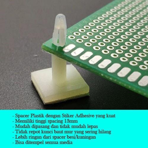 Spacer PCB Plastik 13mm Kaki Dudukan Penjepit Lem Stiker