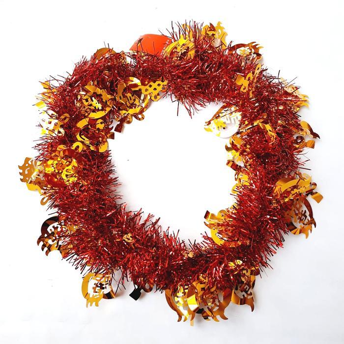 Slinger Imlek Merah Huruf Fu Ornamen Imlek Tinsel Merah Emas Bunga Fuk