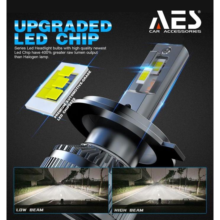 Lampu Led Headlight Turbo AES H4 H11 65 Watt High Quality Lampu Utama H4 AES Original