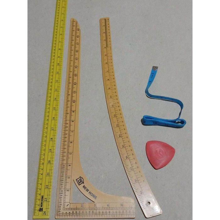 Premium Penggaris Pola Jahit Paket Isi 5 Jenis / Penggaris Besar Siku. Penggaris Besar Lurus