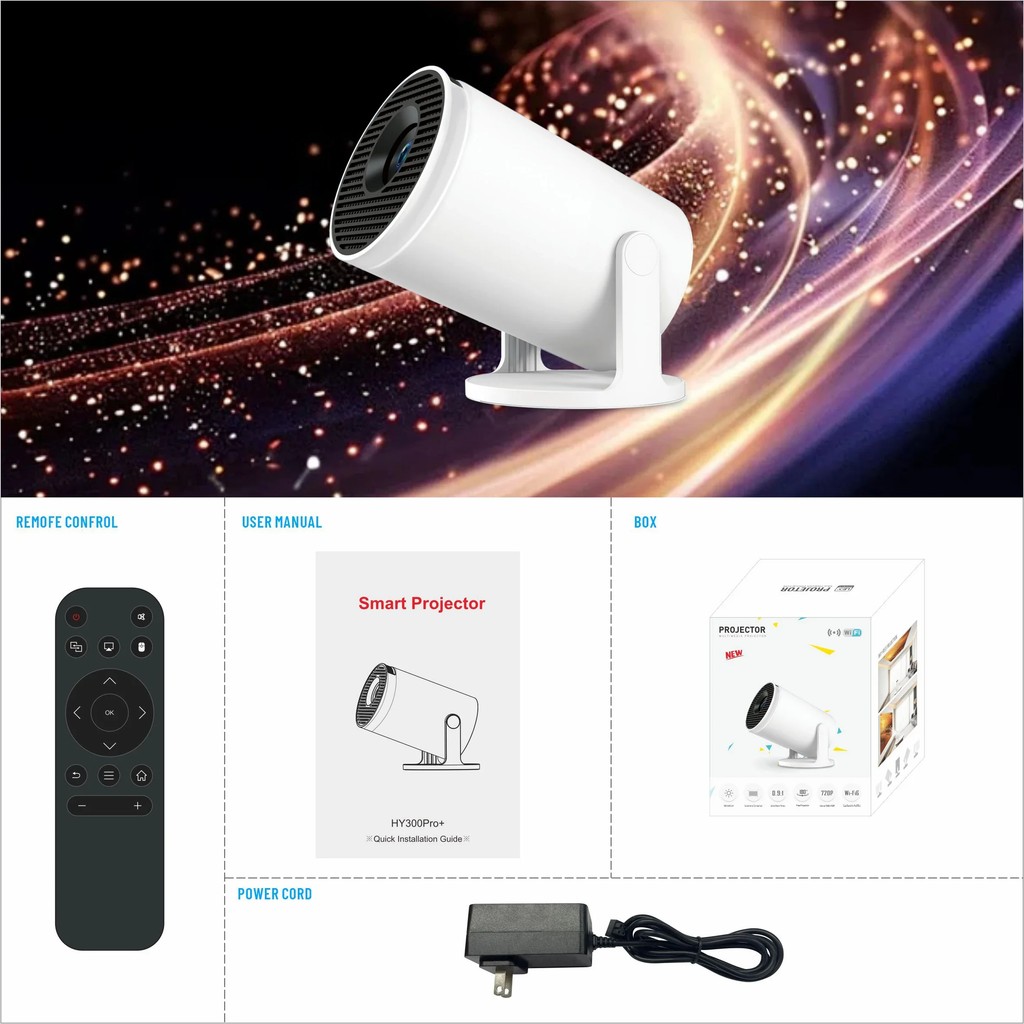 Mini Projector Hy300 Pro HD 1080P 4K Home LED Small Smart Portable Projector Android Phone Bluetooth