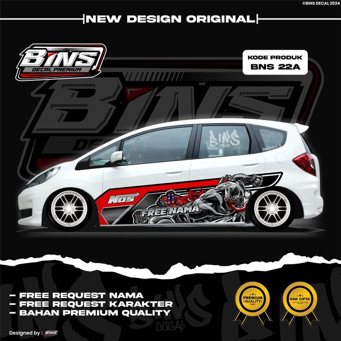 Bns22-Stiker Decal Custom Gambar Mobil Agya Brio Raize Jazz-Stiker Decal Venom Mobil Jazz Sedan Agya