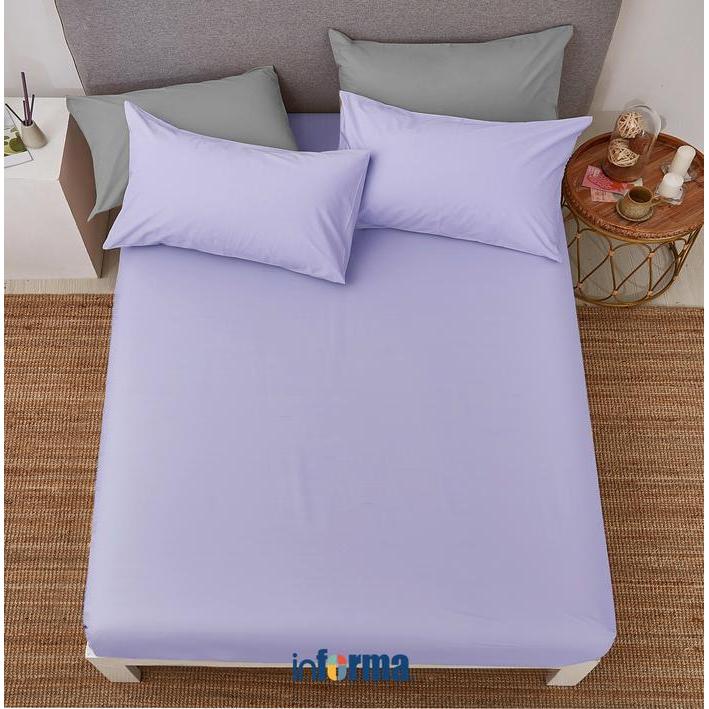 Informa Linotela 160X200 cm Seprai Queen Katun Fitted - Ungu Tempat Tidur Alas Kain Sprei Sarung