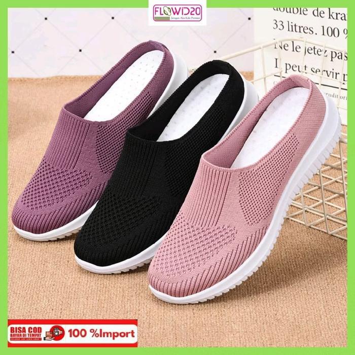 flat shoes rajut import slop sepatu rajut selop import wanita FS 113