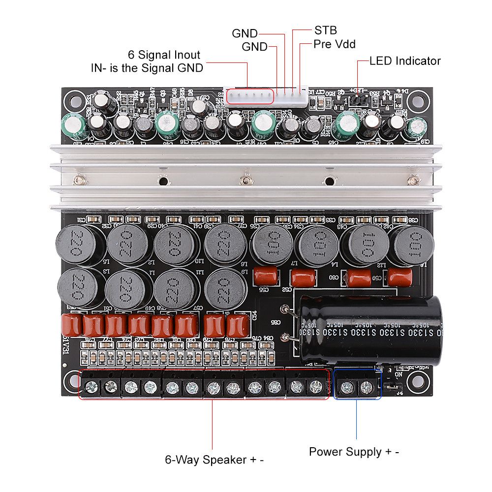 AIYIMA TPA3116 Power Amplifier 6 Channel Sound Audio Amplifier 100Wx2+50Wx4 Class D Amplificador