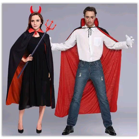 Jubah Cosplay Halloween Dewasa Anak Anak Jubah Vampir Hitam Merah Hiasan Halloween