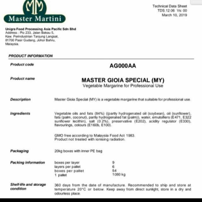 DISKON BUTTER GIOIA MARGARINE UNSALTED MASTER VEGAN 500GR PLAIN 500 GR