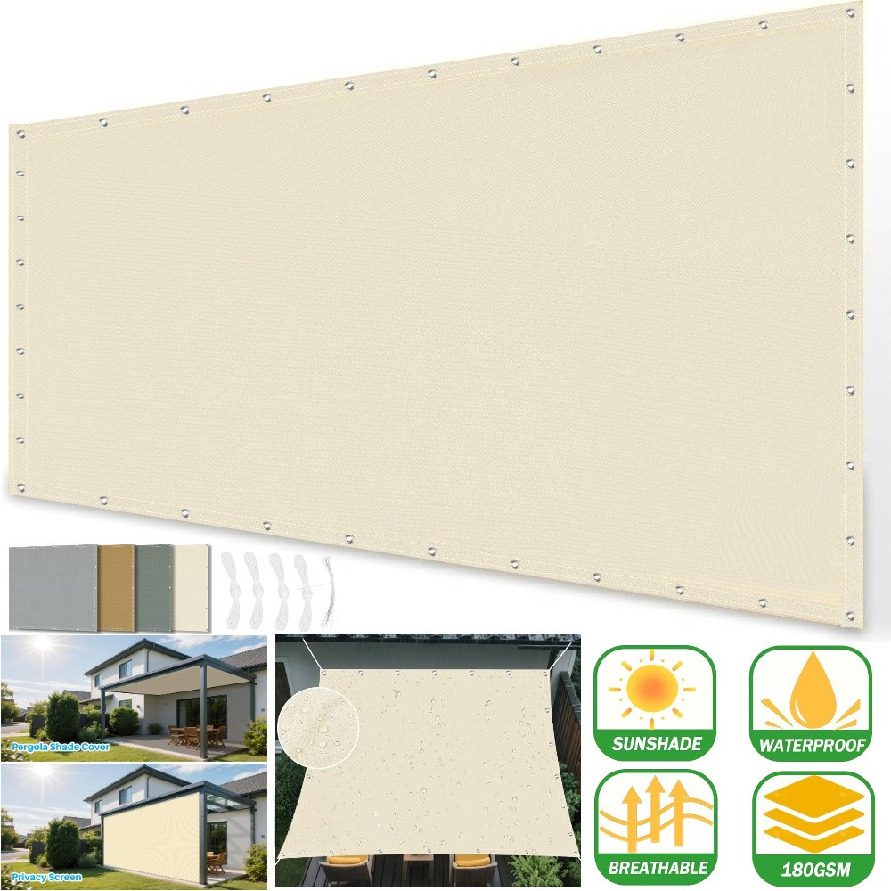 Waterproof Sun Shade Sail Rectangle UV Block Shade Fabric Sun Shade Cloth Privacy Screen with