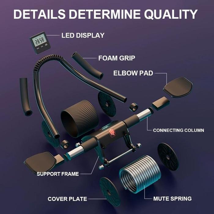 Ab Roller Wheels/Ab Roller 2 IN 1/Abdominal Roller alat gym Automatic Rebound Olahraga Ab Wheel