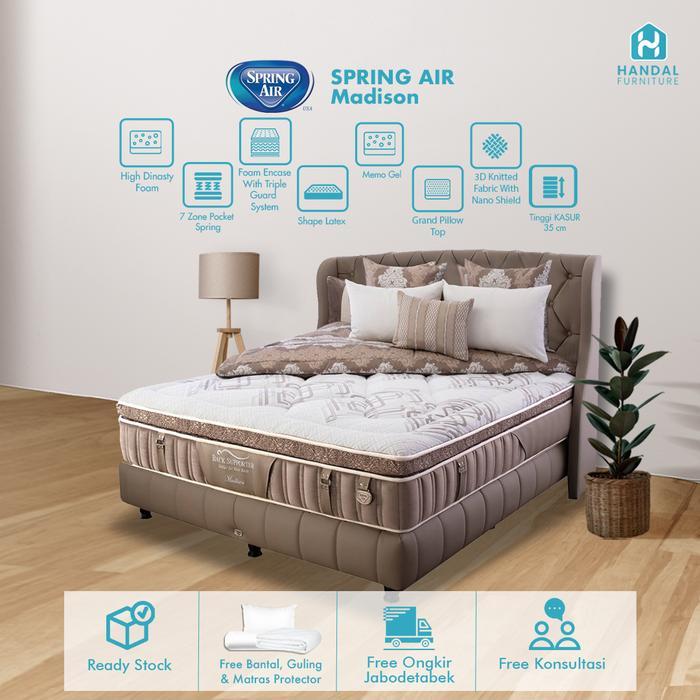Kasur Springbed Spring Air Madison 100x200, 120x200, 160x200, 180x200, 200x200 Pocket Latex Anti