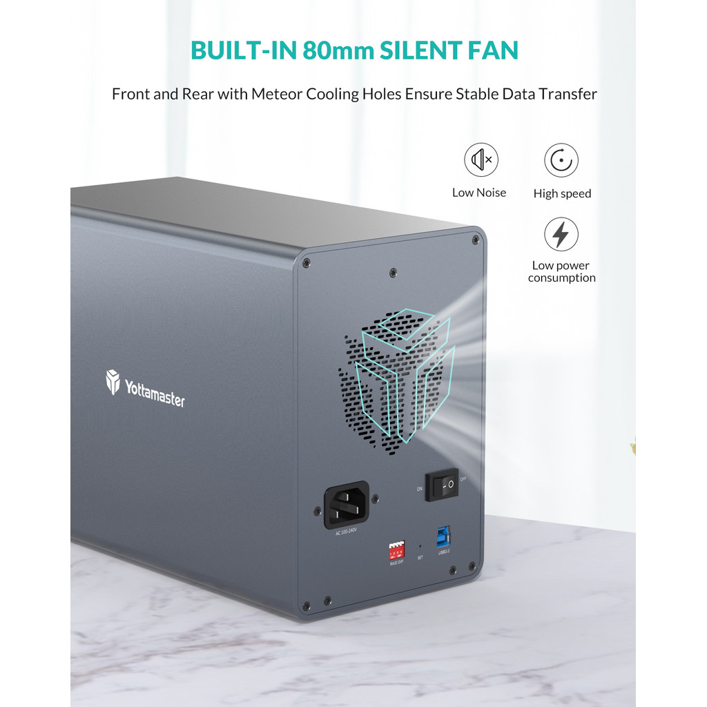 Yottamaster 5 Bay RAID External Hard Drive Enclosure 2.5" 3.5" SATA HDD SSD Enclosure RAID Mode Hard