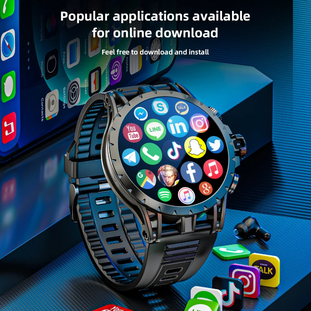 LOKMAT APPLLP 4 Android Smart Watch Phone AMOLED Screen Rotating Camera 4G Phone Calls Watch Wifi