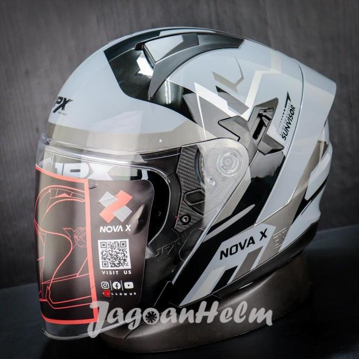 JPX HELM NOVA X V2 N4 GORILLA GREY GLOSS NOVA-X DOUBLE VISOR