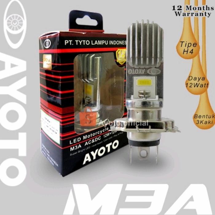 LAMPU MOTOR DEPAN HEADLAMP LED H4 AYOTO AC DC M3A ORIGINAL AYOTO ORI