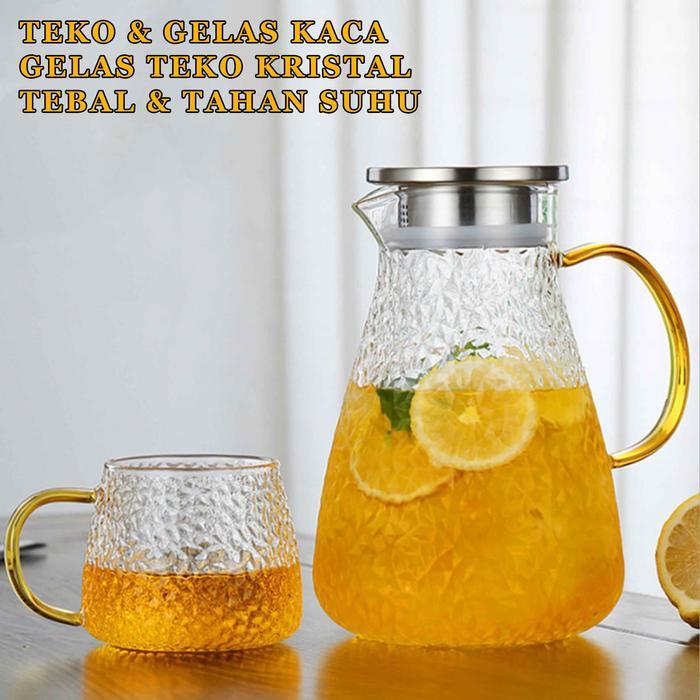 Gelas Kaca ELegant / Gelas Kaca dan Teko Kaca / Gelas Teko Kristal / Gelas Teko Mewah Cangkir Set