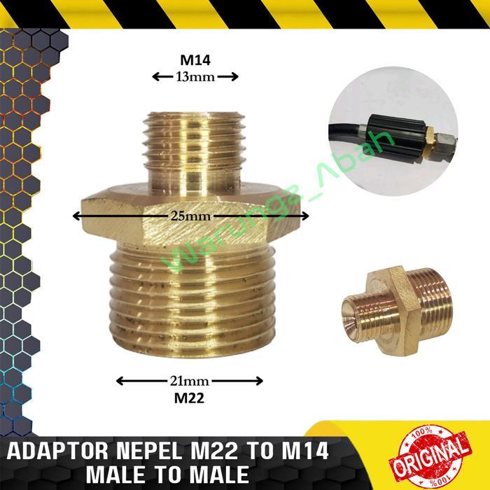 Sambungan Konektor Adaptor Nepel Konverter M22 To M14 Male To Male