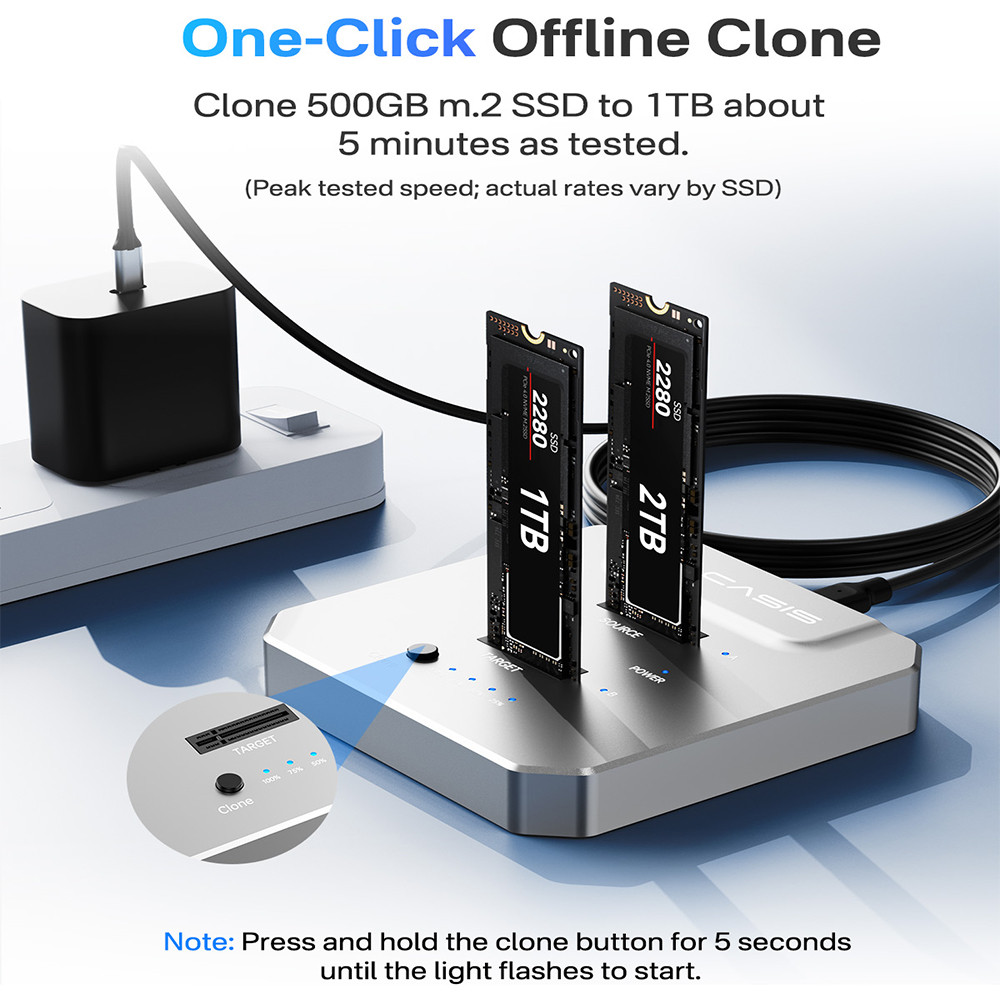 Acasis 20Gbps Dual-Bay M.2 NVME SSD Enclosure ssd Duplicator Offline Clone USB 3.2 Type-C NVME SSD