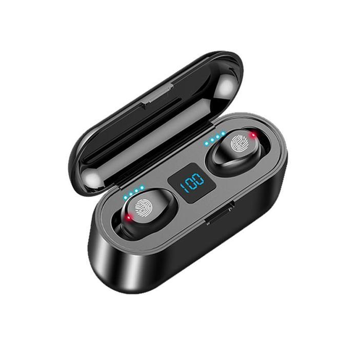 F9 Tws Bluetooth 5.0 Headset Wireless 8D Bass Hifi Earphone Led Display Ipx7 Waterproof Terlaris