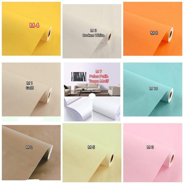 "New" WALPAPER WALLPAPER WALL PAPER STICKER STIKER DINDING TEMBOK TANPA MOTIF POLOS PUTIH HITAM PINK
