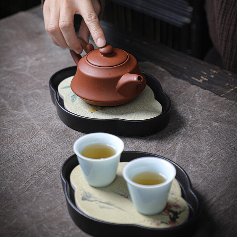 Chinese Style Coarse Ceramic Tea Tray Teapot Tray Drainage Water Storage Trays Tea Set Saucer Tea