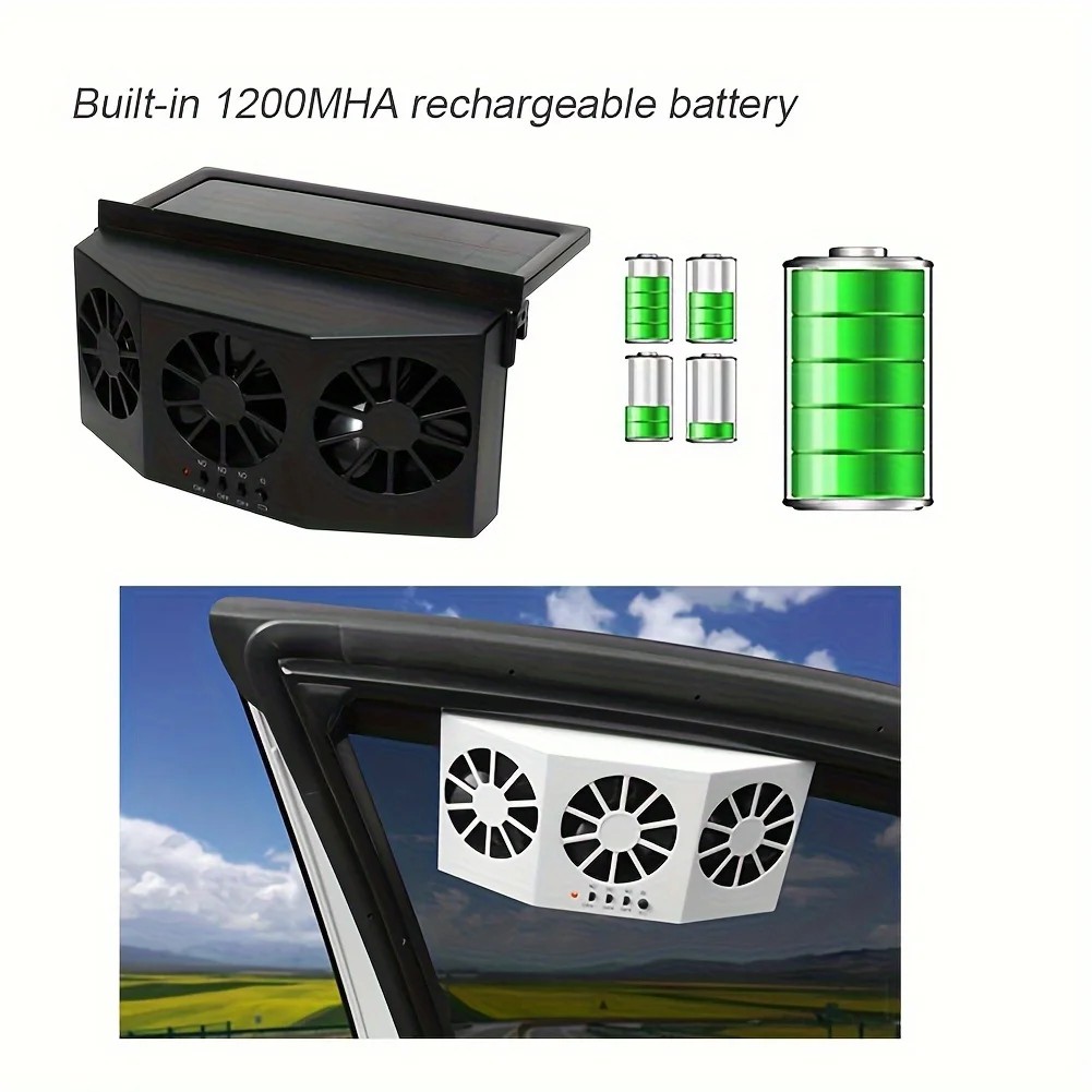 Solar Powered Car Exhaust Fan Car Window Fan Cooling Radiator Energy Saving Auto Coole Portable