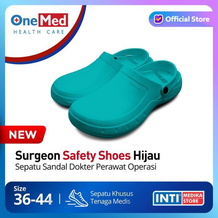 ONEMED - Sepatu Sandal Tenaga Medis SURGEON SAFETY SHOES Hijau Tanpa Lubang Alas Kaki Dokter Suster