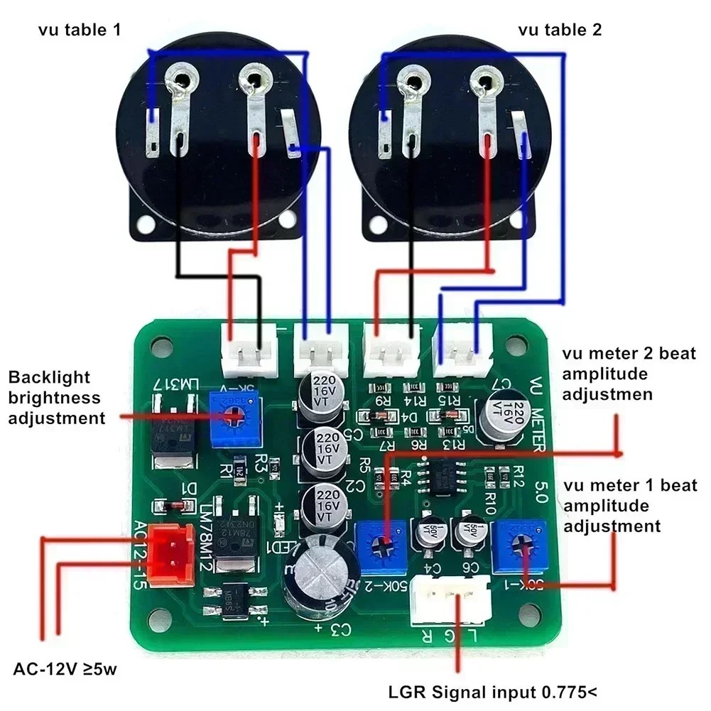 2pcs 35mm VU Meter Audio Level Indicator Backlight + Audio Level Driver Board For Electrical