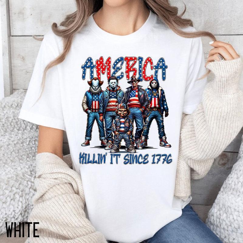 Gangster Killer America Shirt, America Killin It Since 1776 Shirt, Horror 4th Of July , Fourth Of Ju