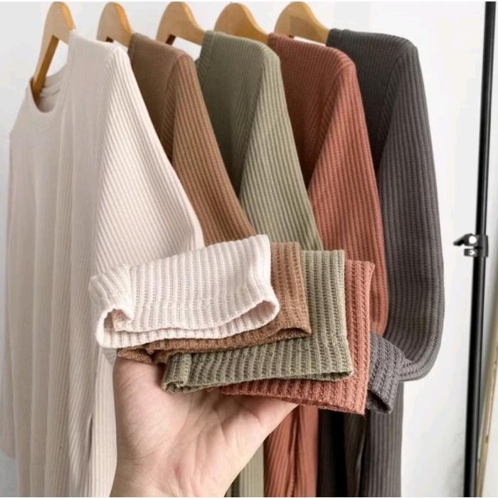 Sale- Tunik Knit Waffle Oval Terbaru / Long Tunik Rajut
