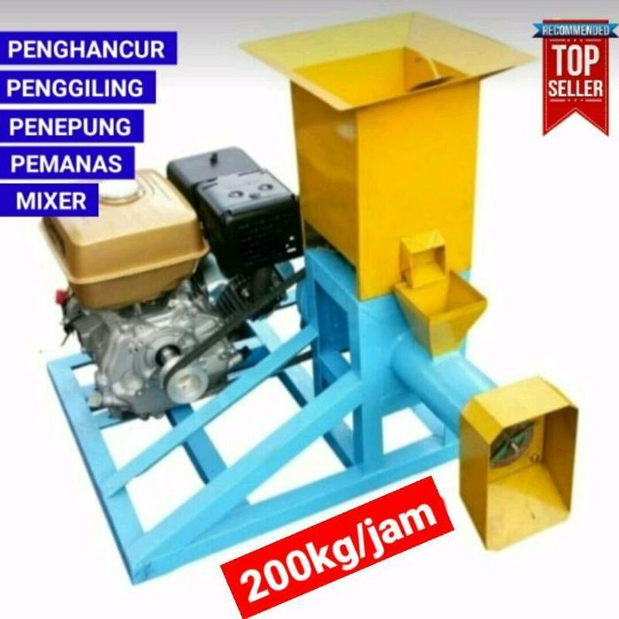 Mesin Cetak Pelet Ikan Apung Bulat Langsung Kering Lumpang RYT200 Penggerak Engine Bensin Dinamo Lis