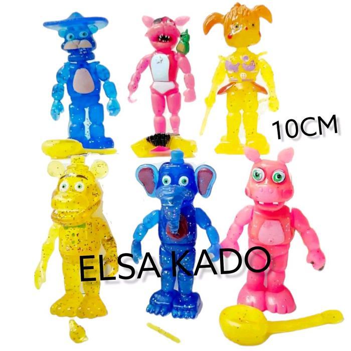Figure Five Night At Freddy Set Isi 6 Foxy Chica Mainan Topper Cake