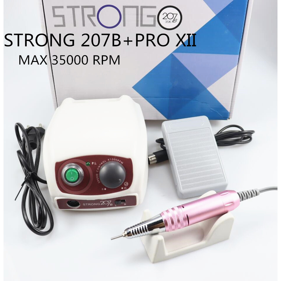 STRONG 210 /207 35000RPM Control Box & STRONG 210 PRO Micromotor Handpiece Electric Manicure Drill