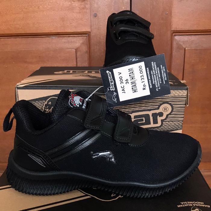 SEPATU SNEAKERS JAGUAR JAC 300 302 V HH SIZE 30 31 32 33 34 35 36 37 SNEAKER HITAM HITAM FULL BLACK