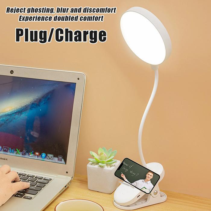 LAMPU BELAJAR TRICOLOUR SENTUH / LAMPU MEJA LAMPU BELAJAR JEPIT USB LED PORTABLE CHARGE TOUCH SCREEN