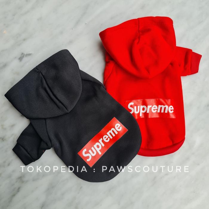 Premium Baju Jaket Hoodie Supreme Anjing Kucing Hewan Pet Dog Cat Costume Original