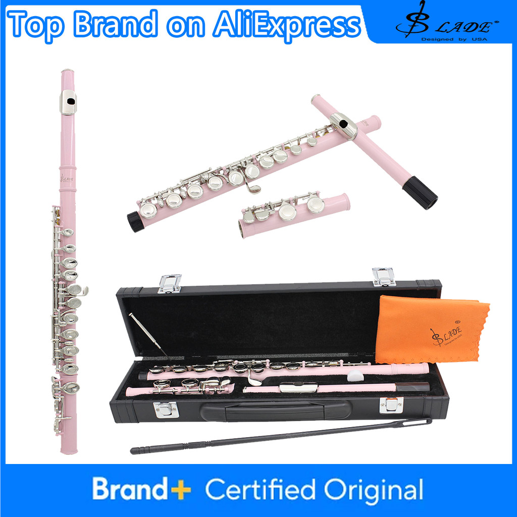 16 Closed Holes Flute C Key Pink Flute with E key Professional Woodwind Instruments Transverse Flute