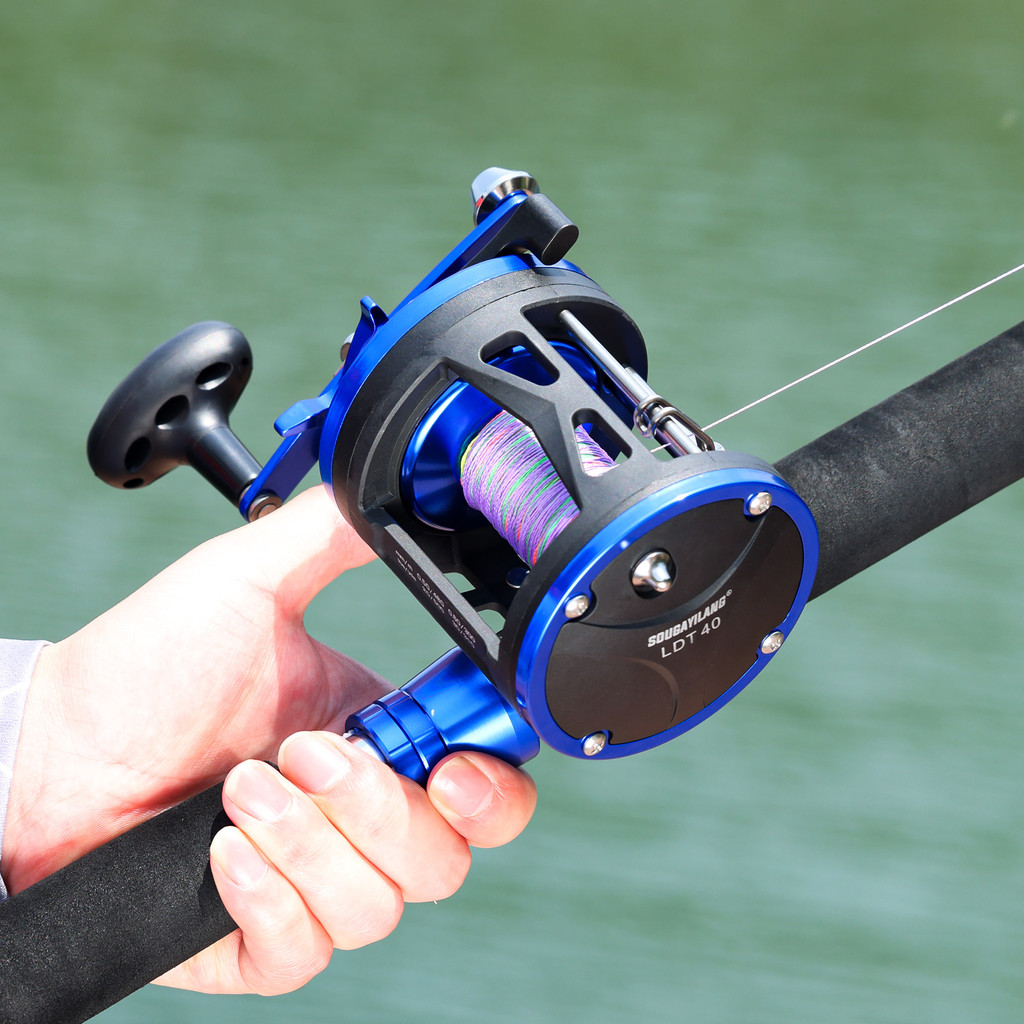 Sougayilang Trolling Drum Fishing Reel 3.8:1 Gear Ratio 3+1BB Metal Wire Guide Waterproof Anti