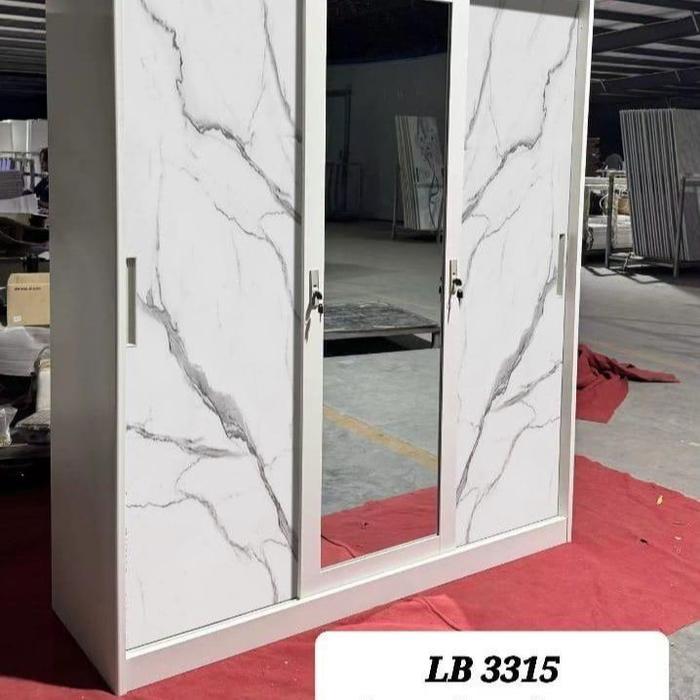 Lemari Baju Besi LB-3315-Lemari Baju 3 pintu - Lemari Baju Besi - Lemari Baju Kaca - CARGO WAJIB KAY