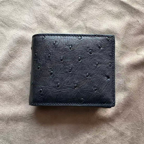 2025 New Ostrich Leather Men's Short Wallet Genuine Leather Wallets Card Holder For Business And