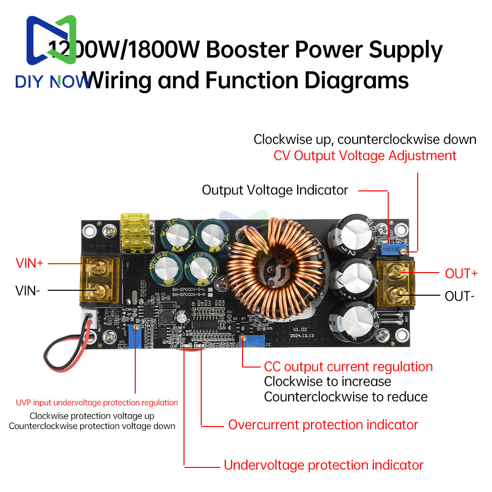 1800W 40A Boost Power Module Dc-Dc Boost Converter Constant Voltage Constant Current Adjustable