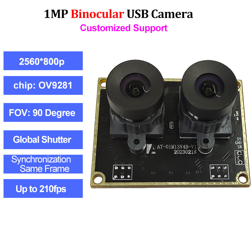 120fps Global Shutter Dual Len USB Camera Module OV9281 1mp Binocular Synchronous Monochrome No