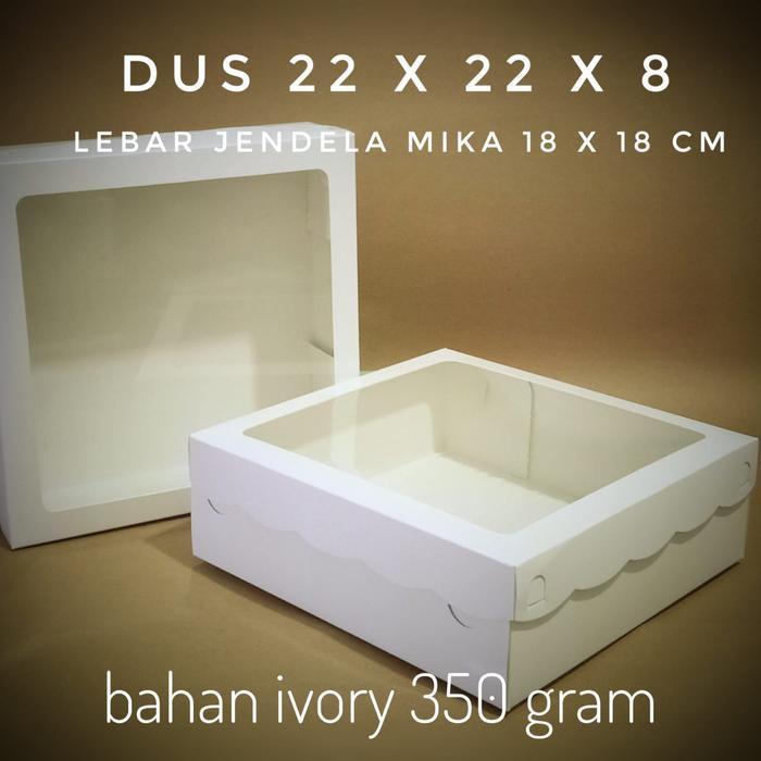 Thebest- Dus ivory Mika 22x22x8 Cake Box dus Kue Putih ekonomis