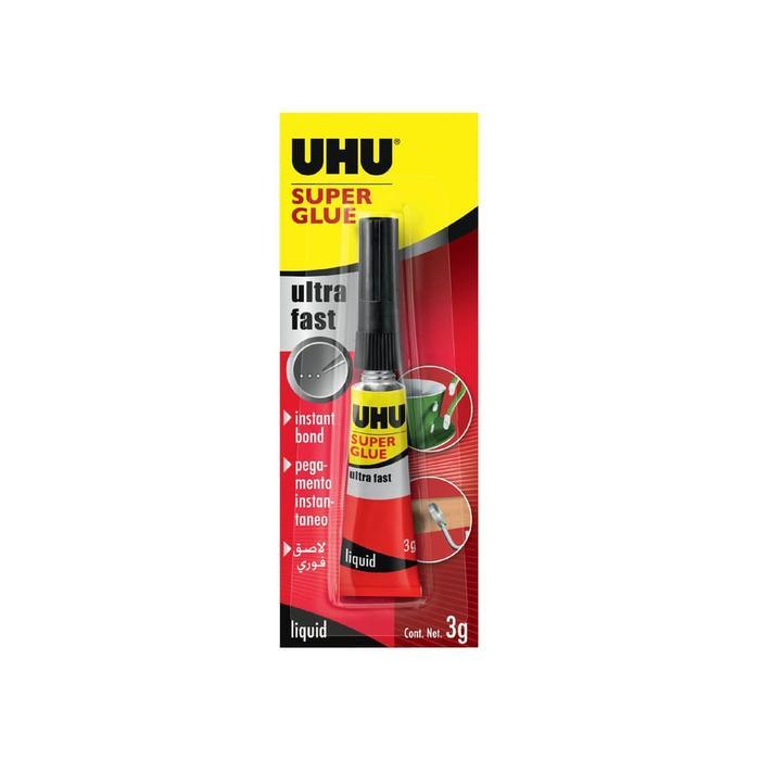 UHU Super Glue 3 gram / Lem Serbaguna / Lem Plastik ALAT TULIS SENANG