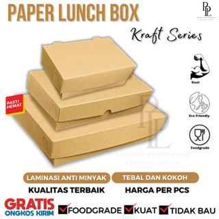 Thebest- Paper Lunch Box Kraft Slip Laminasi Kotak Makanan Kertas Paper Kotak Makanan Coklat Uk
