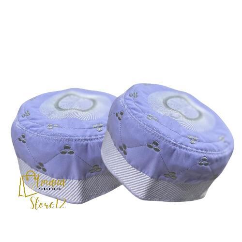 Peci Kopyah Haji Putih Madinah Super / Kopiah Bordir Madinah Bugis Hitam