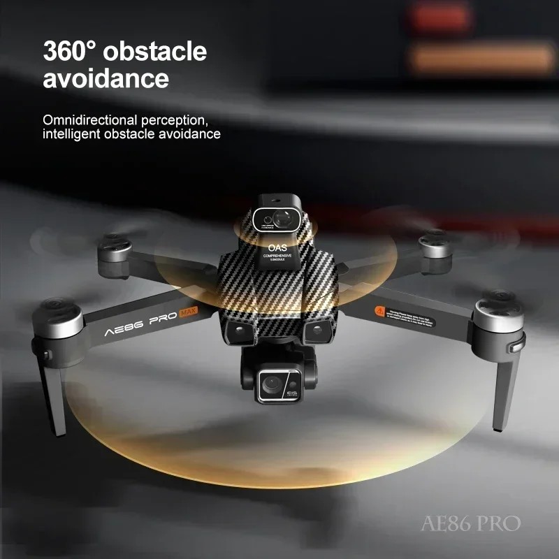 AE86 PRO MAX Professional Drone 10KM 3-Axis Gimbal RC Quadcopter 8K FPV Dual Camera GPS Obstacle