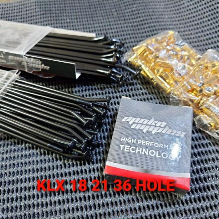 Ruji Jari Jari Spoke Set Kawasaki Klx 150 Velg 18 21 Hitam